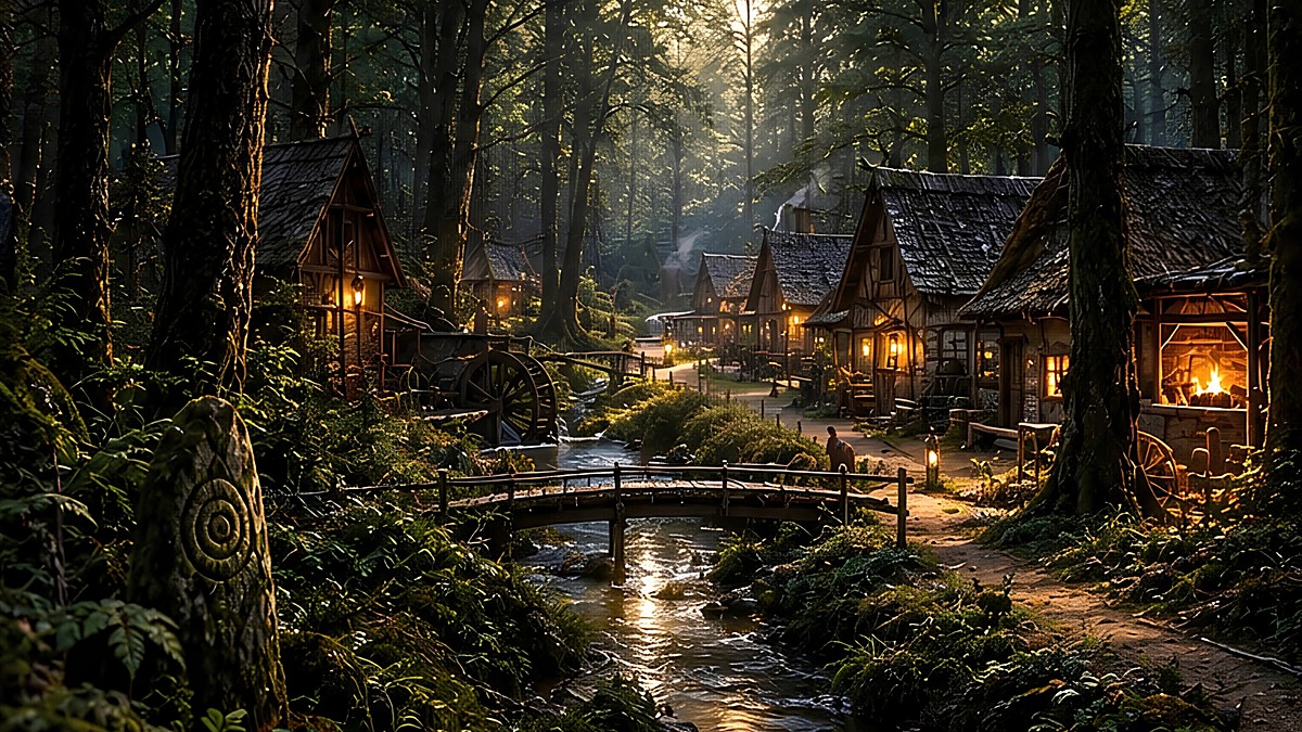 Abendwald, a small, close-knit hamlet along a single lane in dense forest